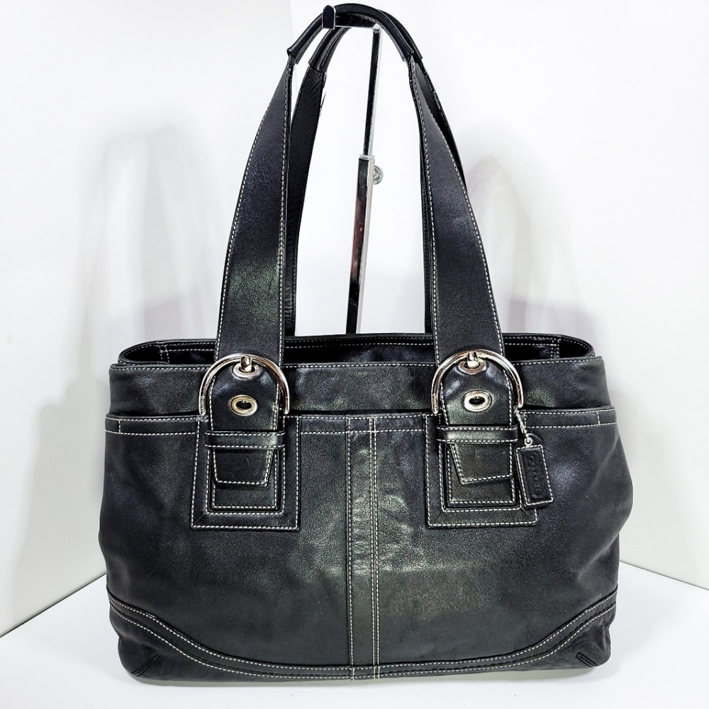 Coach Large Black Leather Shoulder Bag